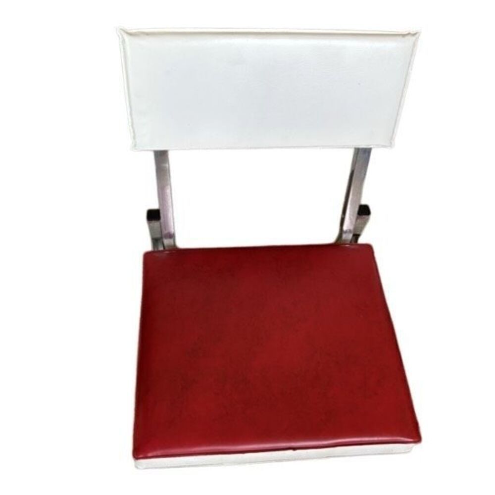 Vintage Red & White Vinyl Folding Padded Stadium Boating Chair
